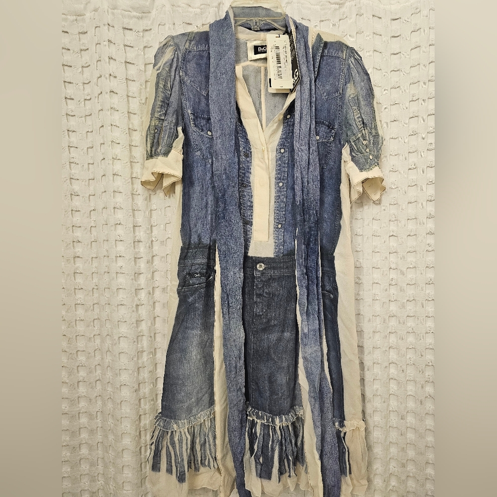 D&G Denim Ilusion Dress with Cream Color Accents.